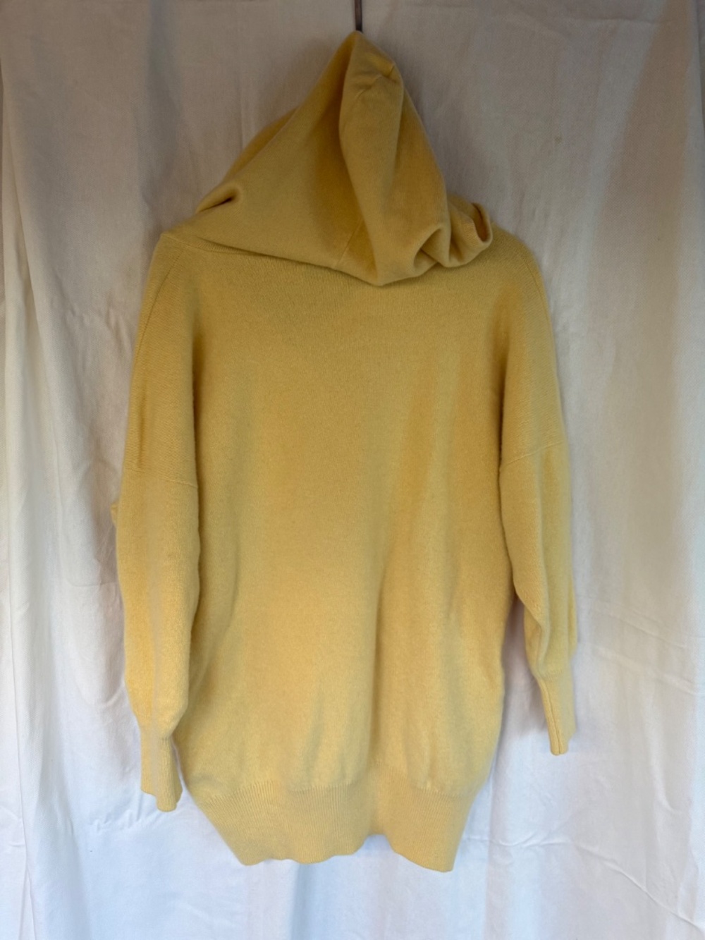 Butter Yellow 100% Cashmere Pullover Hoodie - Picture 3 of 4